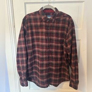 32 Bar Blues Flannel Shirt Large Plaid Cotton burgundy Black Button Down Soft